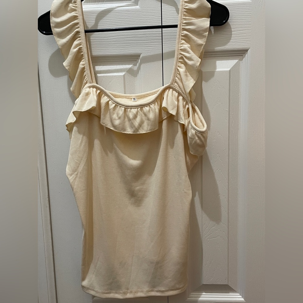 🦋Ruffled Cream Women's Top